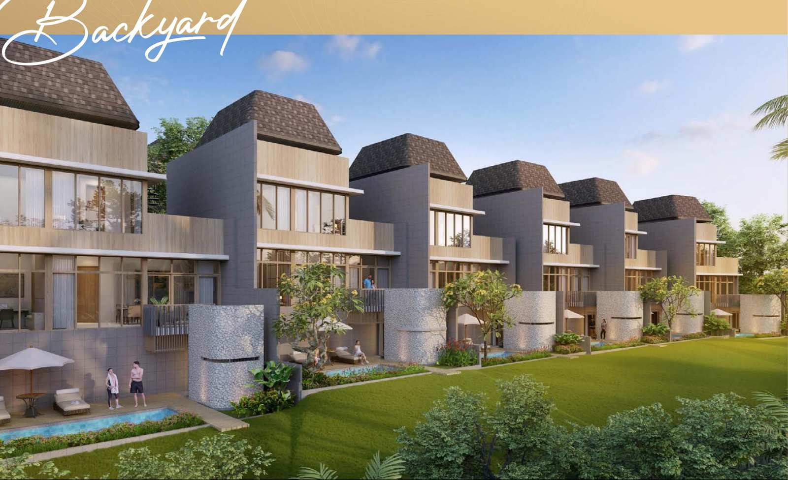 Kolam renang privat dengan golf course backyard The Links Golf Villa